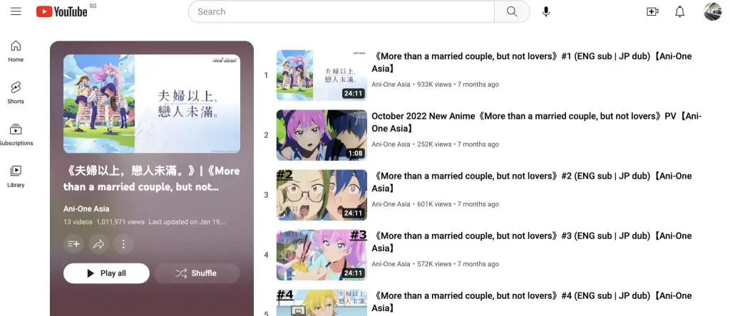 More Than a Married Couple, But Not Lovers at Ani-One Asia's YouTube channel.