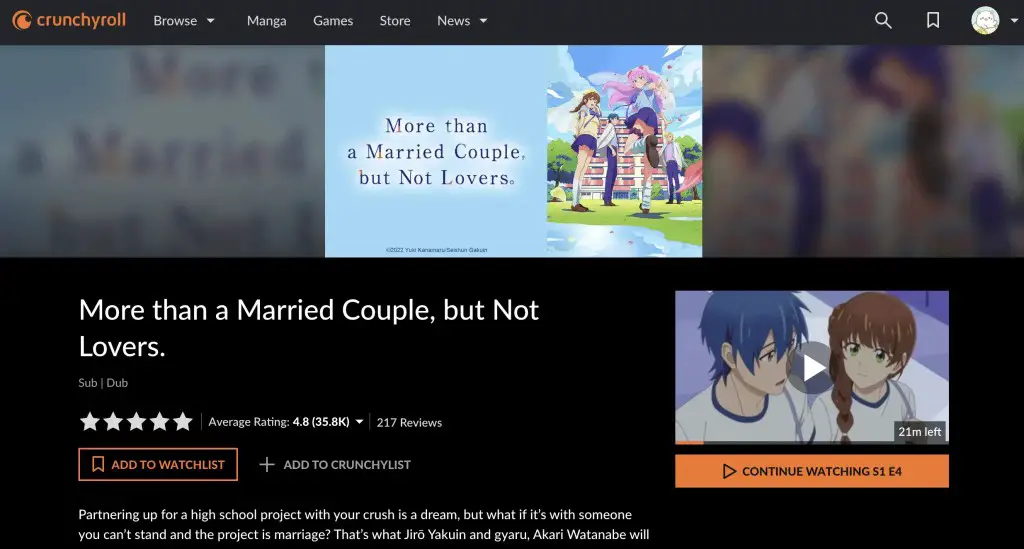 More Than a Married Couple, But Not Lovers at Crunchyroll