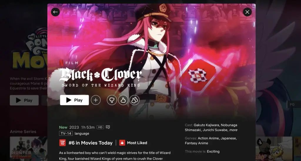 Black Clover: Sword of the Wizard King, at Netflix