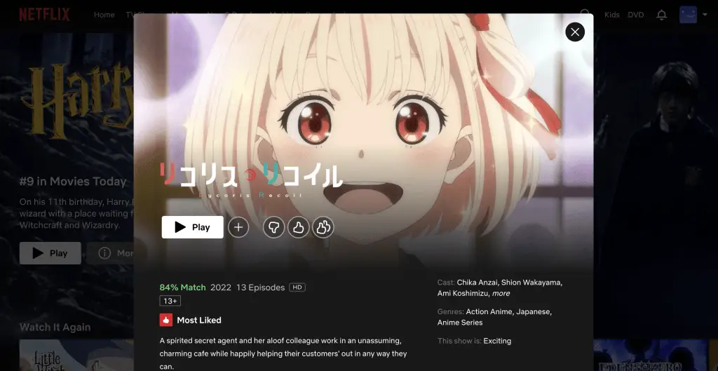 Lycoris Recoil at Netflix (Japan)