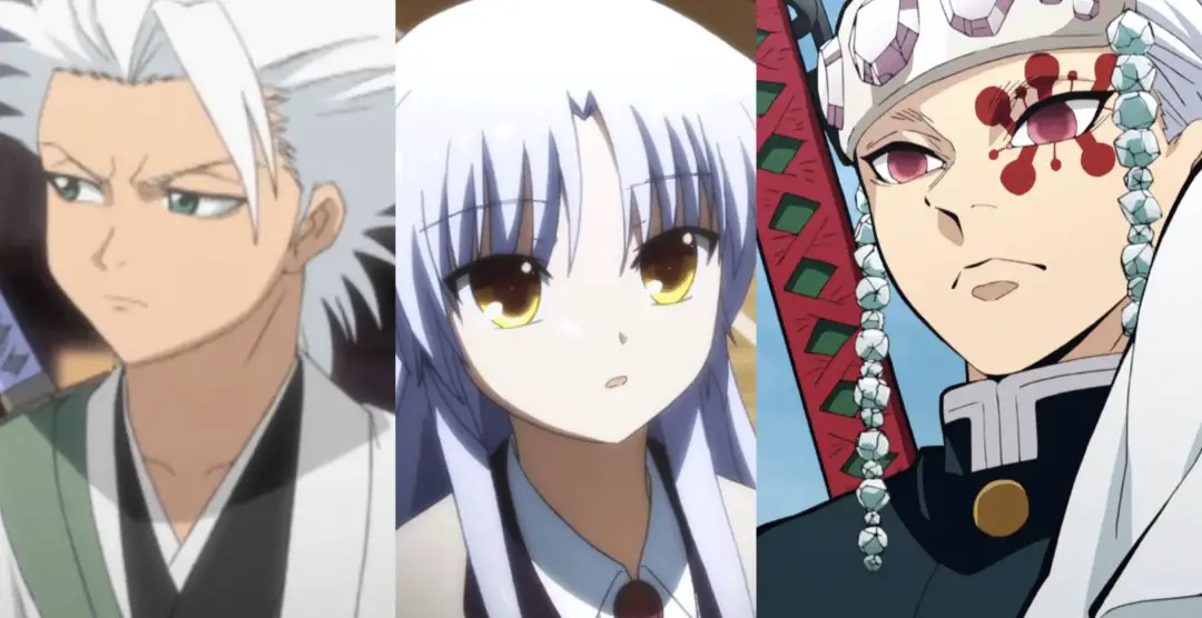 White-haired anime characters - Toshiro Hitsugaya, Kanade Tachibana, Tengen Uzui
