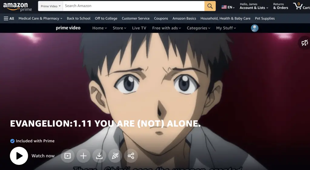 Evangelion: 1.11 You Are (Not) Alone at Amazon Prime Video.