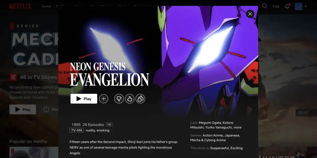 Neon Genesis Evangelion at Netflix.