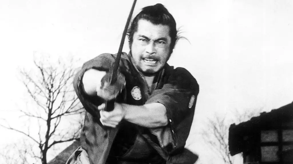 Toshiro Mifune as a late-Edo Period ronin in Akira Kurosawa's classic samurai film "Yojimbo" (1961). (From the Rotten Tomatoes website) 