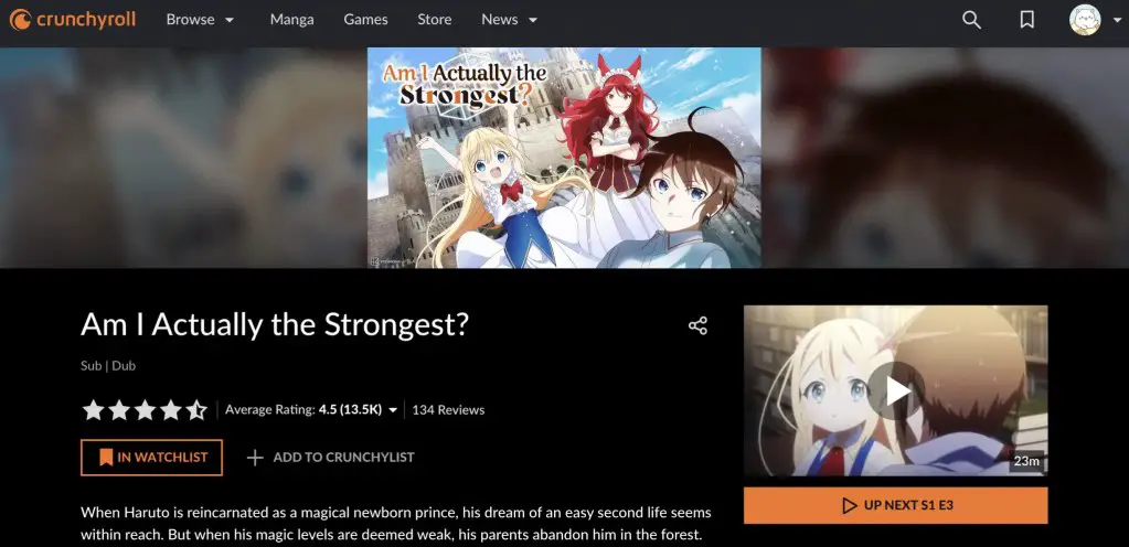 Am I Actually the Strongest at Crunchyroll