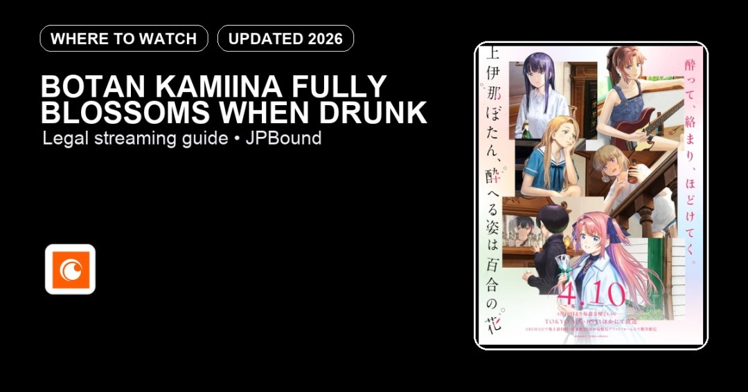 Botan Kamiina Fully Blossoms When Drunk where to watch anime streaming guide featured image