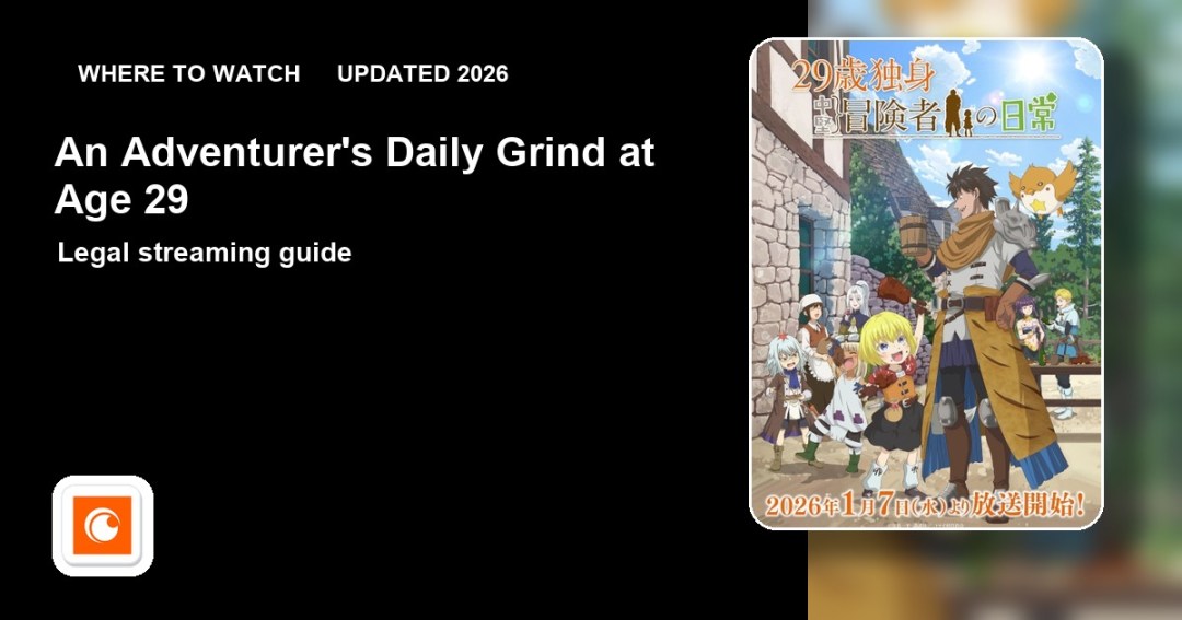 Where to watch An Adventurer's Daily Grind at Age 29 online updated 2026 featured image