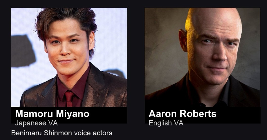 Benimaru Shinmon voice actors: Mamoru Miyano and Aaron Roberts