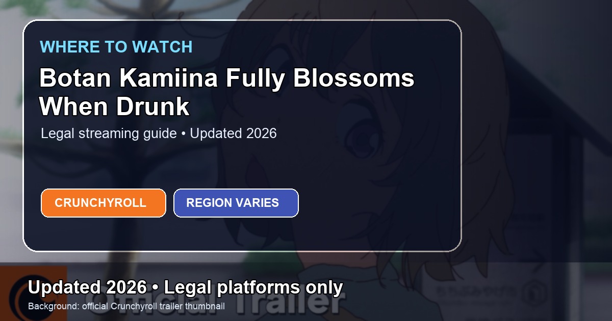 Where to watch Botan Kamiina Fully Blossoms When Drunk online updated 2026 featured image