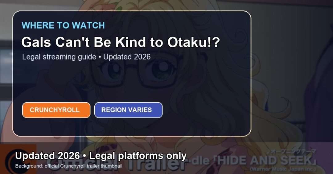 Where to watch Gals Can't Be Kind to Otaku!? online updated 2026 featured image