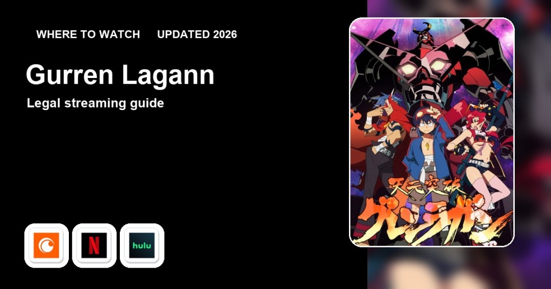Where to watch Gurren Lagann online updated 2026 featured image