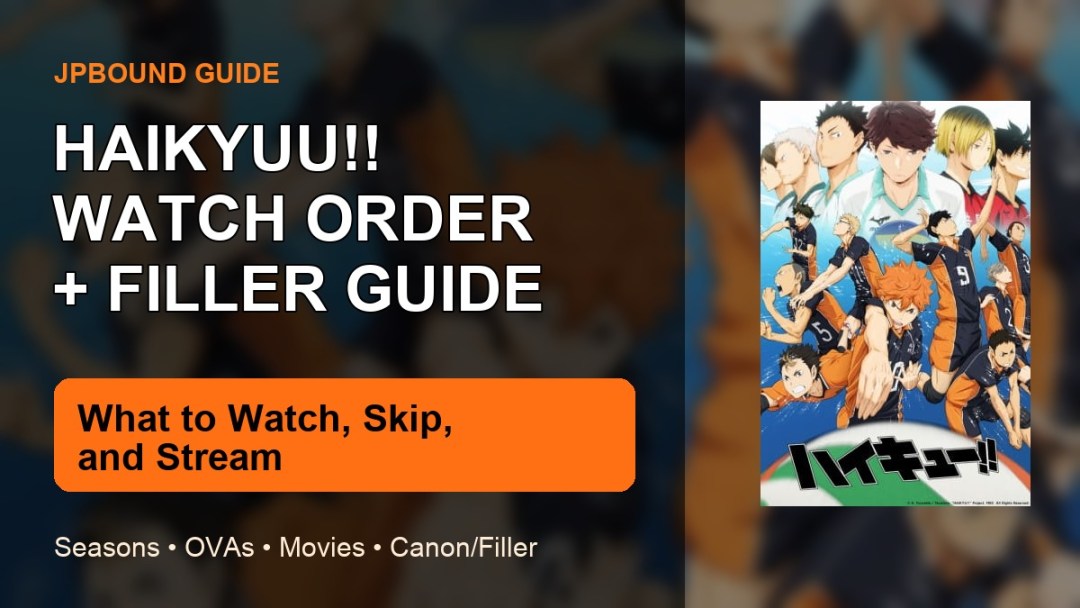 Haikyuu watch order and filler guide featured image with anime key art background and readable title overlay