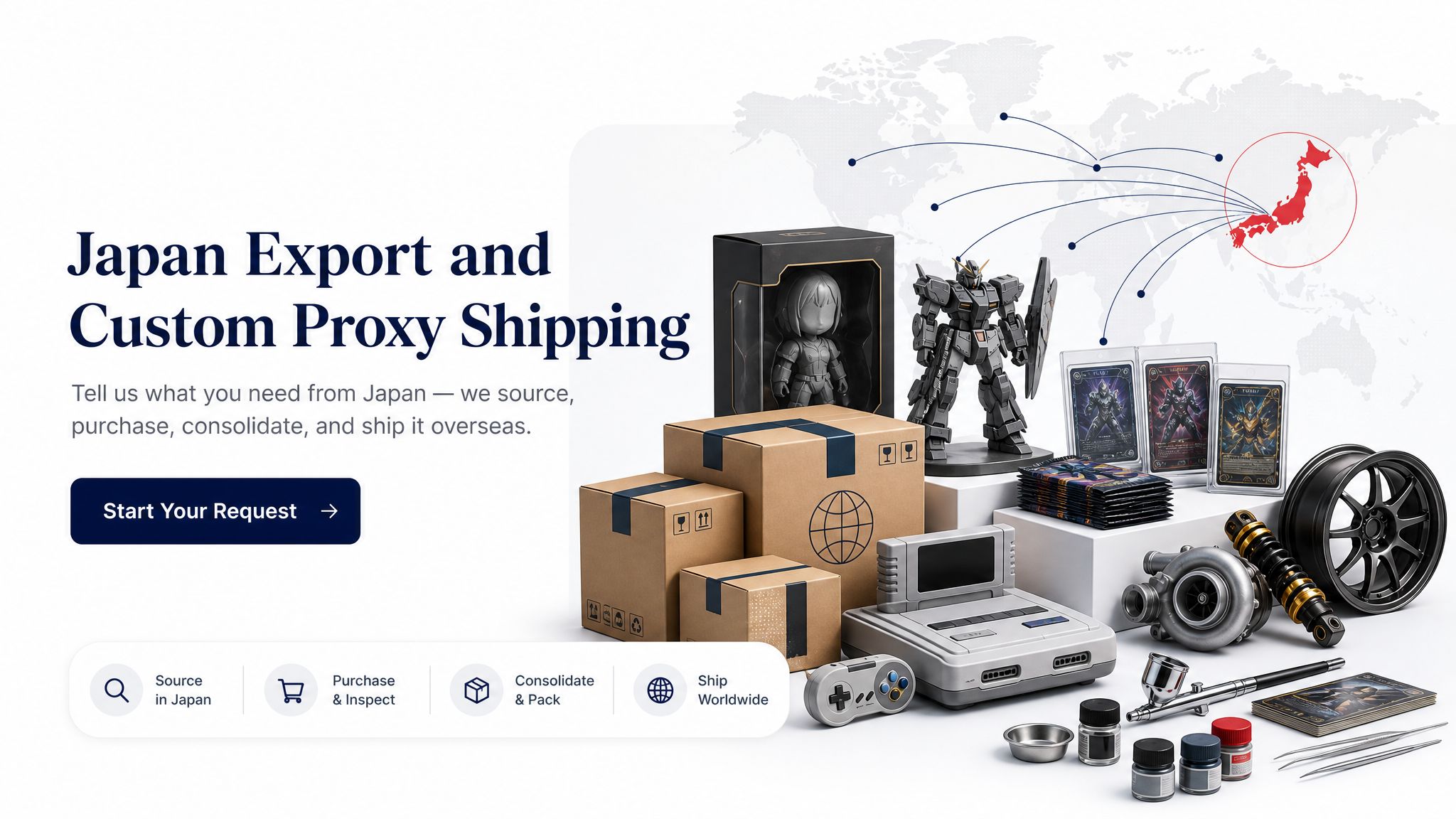 Japan Bound export proxy shipping for collectibles, games, and trading cards