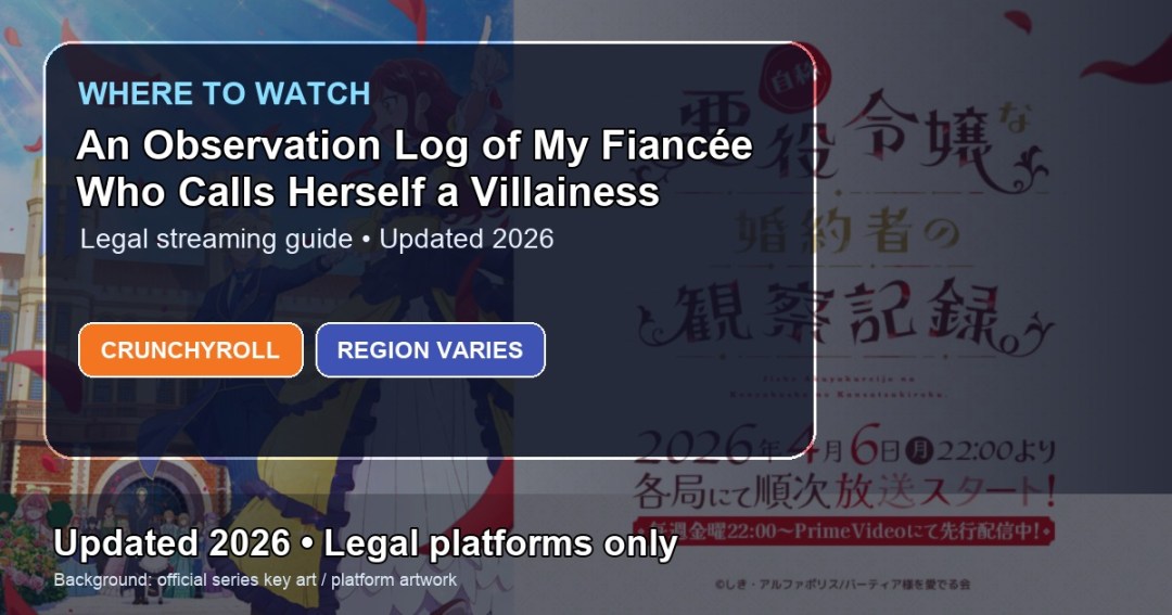 Where to watch An Observation Log of My Fiancée Who Calls Herself a Villainess online updated 2026 featured image
