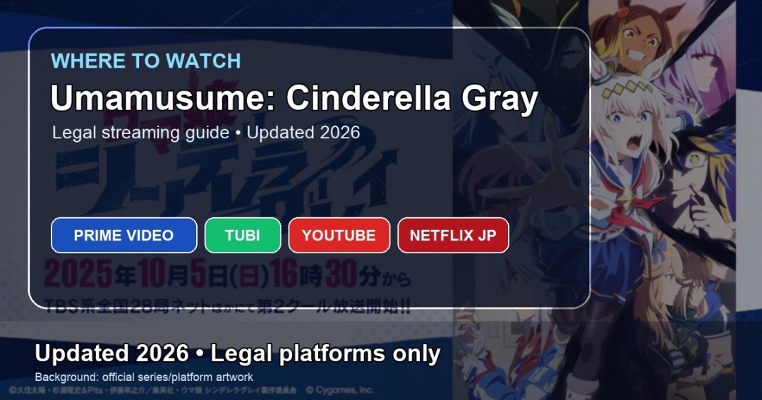 Where to watch Umamusume: Cinderella Gray online updated 2026 featured image