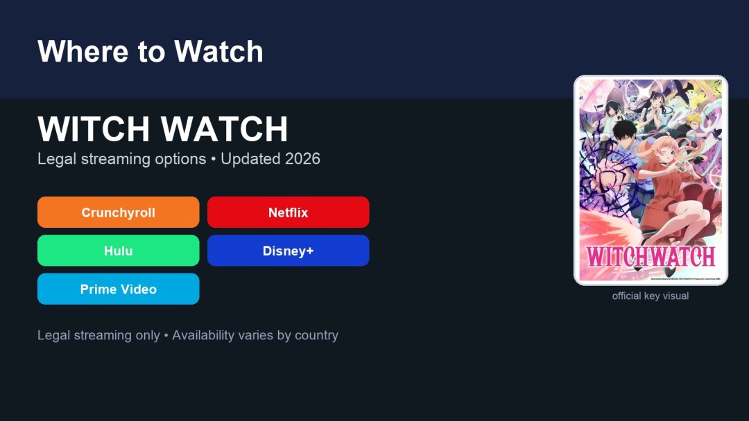 Where to watch WITCH WATCH featured image with anime key visual thumbnail