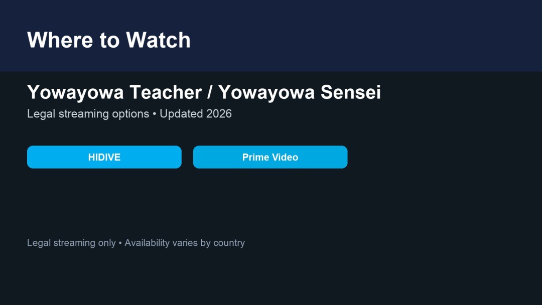 Where to watch Yowayowa Teacher / Yowayowa Sensei featured image